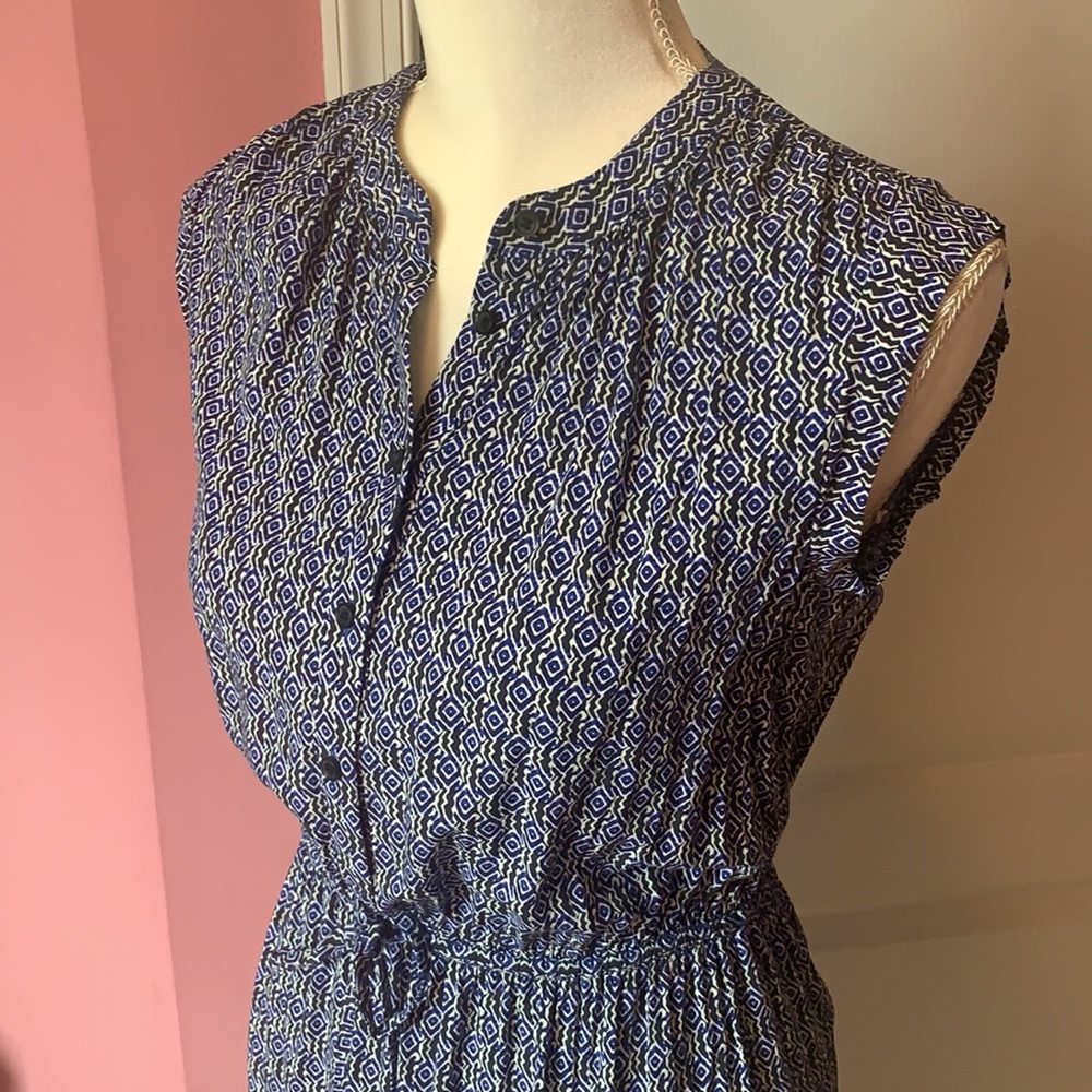 LOFT Aztec print mini sleeveless dress elastic waist buttoned front size XSP - Picture 3 of 10